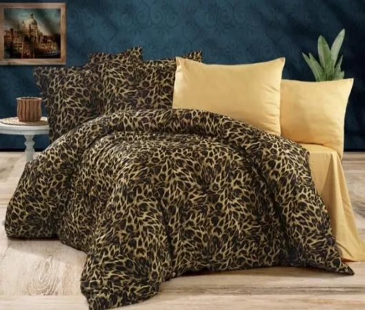 Σεντόνια MayHome Βαμβακερά Ημίδιπλα 180x240cm Γεωμετρικό Σχέδιο Σετ 3τμχ Καφέ