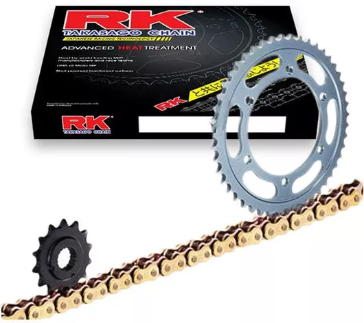 Σετ Γρανάζια & Αλυσίδες Μοτοσυκλέτας RK για Kawasaki Z750 04'-11' Xso 15-43-520 Χρυσό