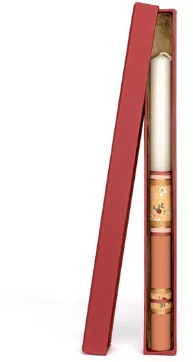 Πασχαλινή Λαμπάδα Bookstop 5207213240666Π Στρογγυλή Δίχρωμη Φλοράλ Πορτοκαλί