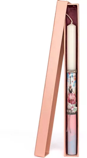 Πασχαλινή Λαμπάδα Bookstop 5207213240659Γ Στρογγυλή Κοπέλα Στο Παρίσι Γαλάζια Βάση