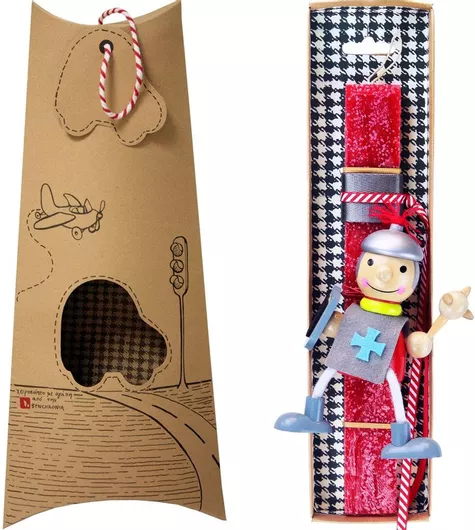 Πασχαλινή Λαμπάδα Στρατιώτης Καθιστός Κόκκινο