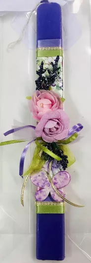 Πασχαλινή Λαμπάδα Φλοράλ Λιλά