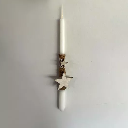 Πασχαλινή Λαμπάδα Χειροποίητη Αστερακια Λευκό