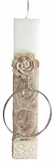 Πασχαλινή Λαμπάδα Χειροποίητη Πλακέ με Decoupage Σκουλαρίκια Κρίκους Ασημί