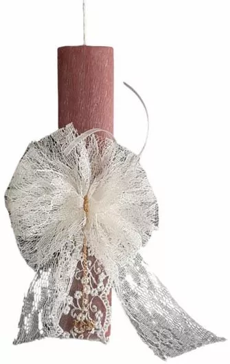 Πασχαλινή Λαμπάδα Χειροποίητη με Δαντέλα & Κολιέ Αλυσίδα Χρυσό/Σάπιο Μήλο