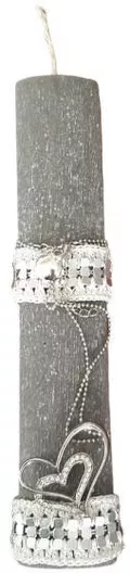 Πασχαλινή Λαμπάδα Χειροποίητη με Κολιέ Ασημί Καρδιές Γκρι