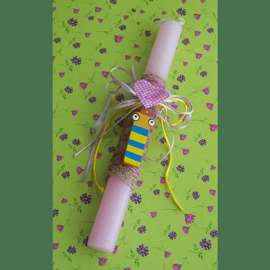 Πασχαλινή Λαμπάδα CA010L Χειροποίητη με Ξύλινο Γράμμα