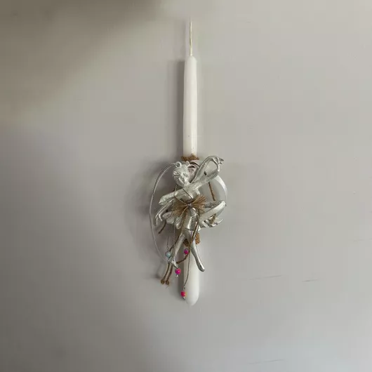 Πασχαλινή Λαμπάδα Χειροποίητη Μπαλαρίνα Λευκό