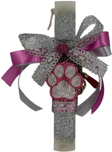 Πασχαλινή Λαμπάδα Papell Αρωματική Χειροποίητη Πλακέ Πατούσα Μπρελόκ με Στρας