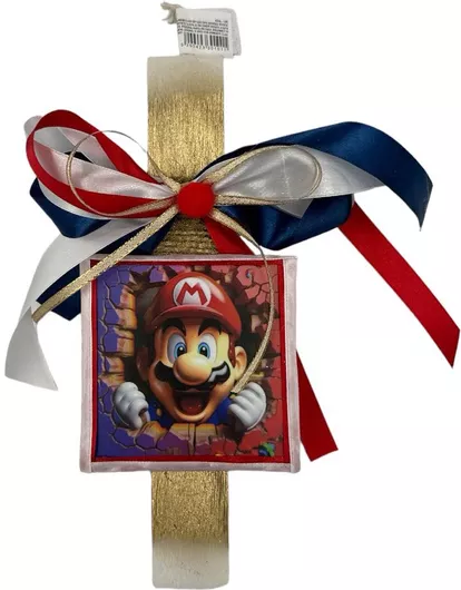 Πασχαλινή Λαμπάδα Papell Χειροποίητη Super Mario Καδράκι