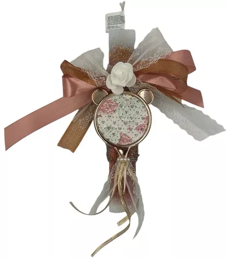 Πασχαλινή Λαμπάδα Papell Αρωματική Χειροποίητη Πλακέ Καθρεφτάκι Μπρονζέ Αρκουδάκι με Λουλούδια