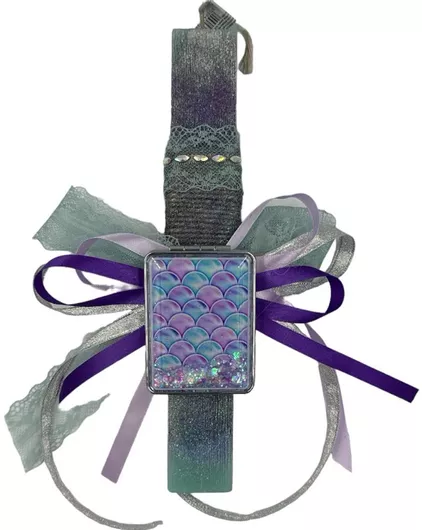 Πασχαλινή Λαμπάδα Papell Αρωματική Χειροποίητη Πλακέ Καθρεφτάκι Γοργόνα με Glitter Μοβ