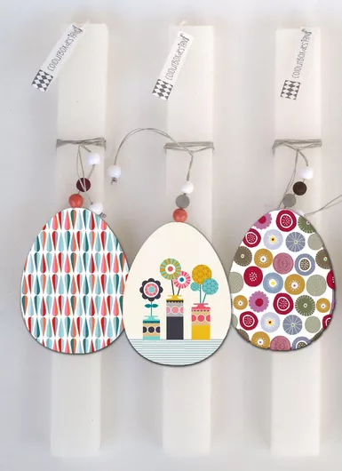 Πασχαλινή Λαμπάδα Colour Box Designs LED24 Χειροποίητη με Χρωματιστό Αυγό