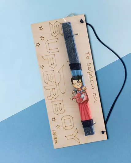 Πασχαλινή Λαμπάδα LifeLikes Superboy με Πινακίδα Μπλε