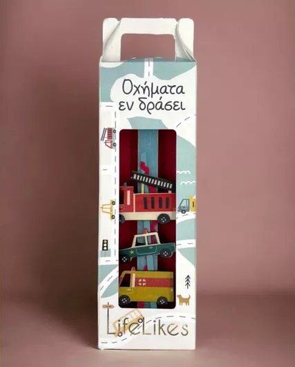 Πασχαλινή Λαμπάδα LifeLikes Οχήματα εν Δράσει σε Κουτί Γαλάζιο