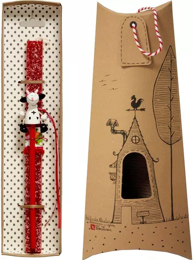 Πασχαλινή Λαμπάδα Synchronia LA19031B Μολύβι Αγελάδα Κόκκινο