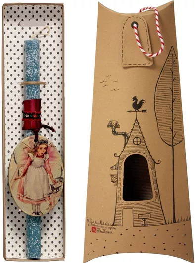 Πασχαλινή Λαμπάδα Synchronia LA19084B Αλίκη Οβάλ Φτερά Μπλε