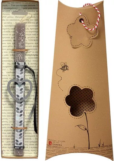 Πασχαλινή Λαμπάδα Synchronia LA20017A Καρδιά Περίγραμμα Γκρι