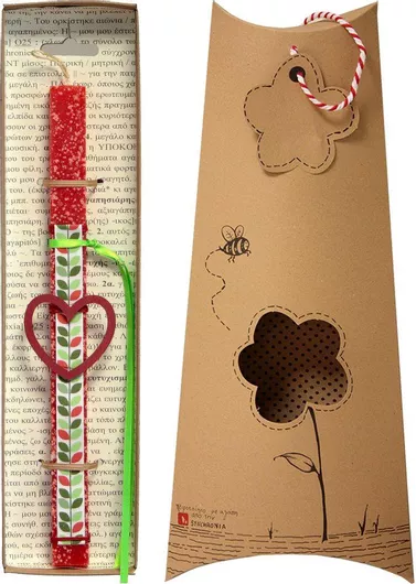 Πασχαλινή Λαμπάδα Synchronia LA20017B Καρδιά Περίγραμμα Κοραλί