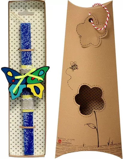 Πασχαλινή Λαμπάδα Synchronia LA20020C Πεταλούδα Μπλε Ελεκτρίκ