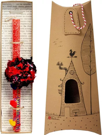 Πασχαλινή Λαμπάδα Synchronia LA20031C Λαστιχάκι Μετάξι Κοραλί