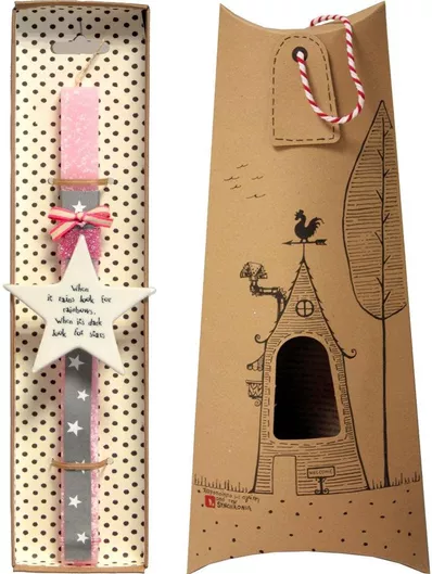 Πασχαλινή Λαμπάδα Synchronia LA20036A Αστέρι Πορσελάνη Ροζ