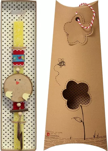 Πασχαλινή Λαμπάδα Synchronia LA20053A Κορμός Κοτούλα Κίτρινο