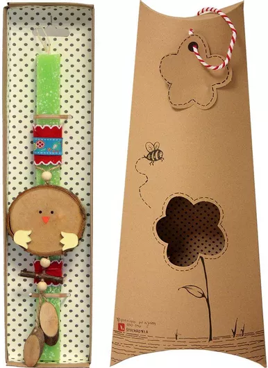 Πασχαλινή Λαμπάδα Synchronia LA20053C Κορμός Κοτούλα Λαχανί