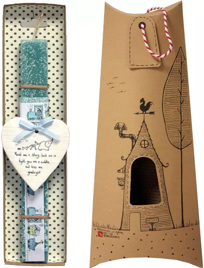 Πασχαλινή Λαμπάδα Synchronia LA20057B Πορσελάνινη Καρδιά Σιέλ