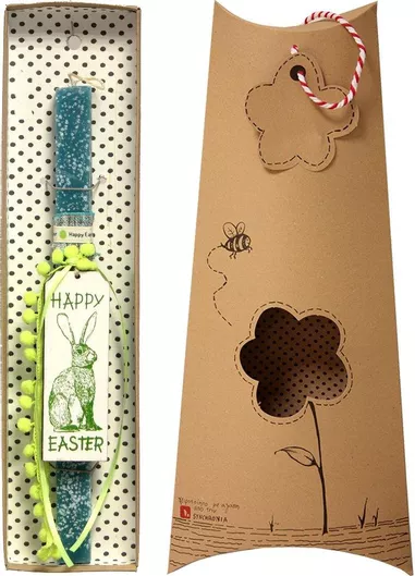 Πασχαλινή Λαμπάδα Synchronia LA20101A Επιγραφή Easter Πετρόλ