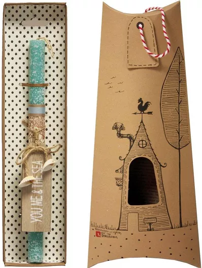 Πασχαλινή Λαμπάδα Synchronia LA20103A Επιγραφή Ξύλινη Σιέλ