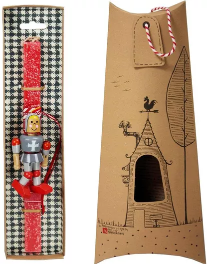 Πασχαλινή Λαμπάδα Synchronia LA20109B Ιππότης Ξύλινος Κοραλί