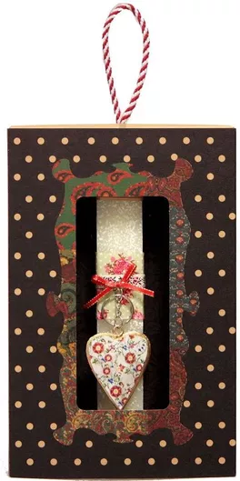 Πασχαλινή Λαμπάδα Synchronia LA20208C Καρδιά Vintage Κρεμ