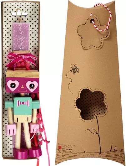 Πασχαλινή Λαμπάδα Synchronia LA21001A Ξύλινο Ρομπότ Σάπιο Μήλο