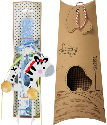 Πασχαλινή Λαμπάδα Synchronia LA21002C Άλογο με Ρόδες Γαλάζιο