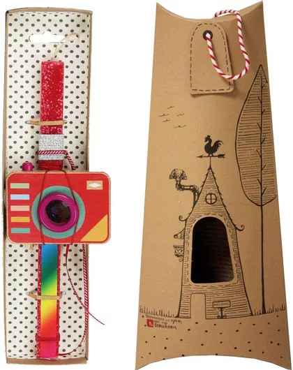 Πασχαλινή Λαμπάδα Synchronia LA21004A Φωτογραφική Μηχανή Κόκκινο