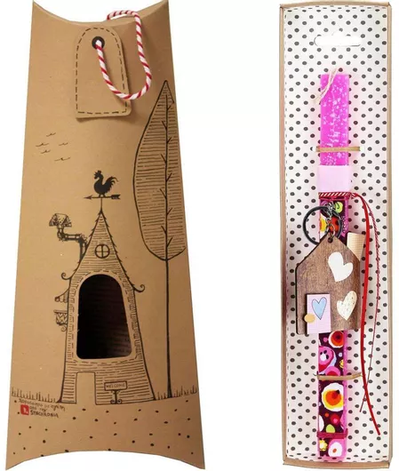 Πασχαλινή Λαμπάδα Synchronia LA21006H Μπρελόκ Σπίτι Φούξια Νέον