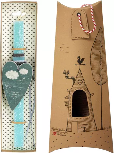 Πασχαλινή Λαμπάδα Synchronia LA21009D Ετικέτα Καρδιά Χαρταετός Γαλάζιο