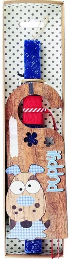 Πασχαλινή Λαμπάδα Synchronia LA22017A Ταμπέλα Πόρτας Σκύλος Μπλε