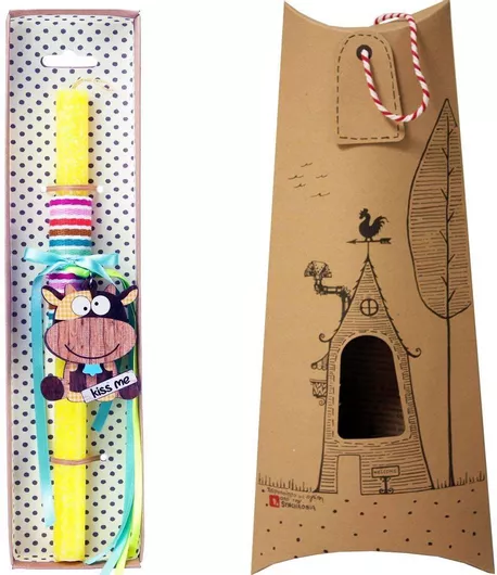 Πασχαλινή Λαμπάδα Synchronia LA22018F Μπρελόκ Αγελάδα Κίτρινο