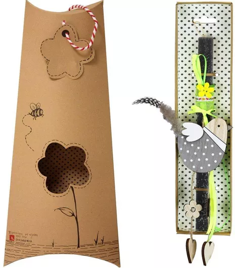 Πασχαλινή Λαμπάδα Synchronia LA23012B Πουλάκι με Φτερό Μαύρο