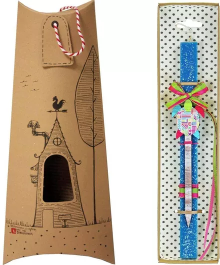 Πασχαλινή Λαμπάδα Synchronia LA23029C Φουρκέτα Χελώνα Μπλε