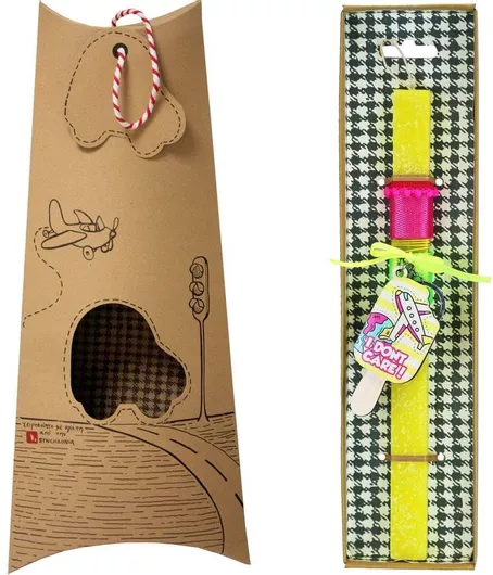 Πασχαλινή Λαμπάδα Synchronia LA23034J Μπρελόκ Παγωτό Αεροπλάνο Κίτρινο