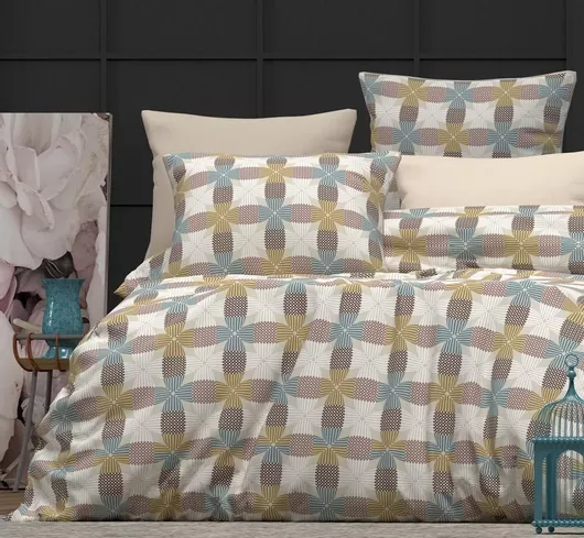 Σετ Μαξιλαροθήκες MayHome Polycotton με Φάσα 50x70cm Γεωμετρικό Σχέδιο Πολύχρωμο