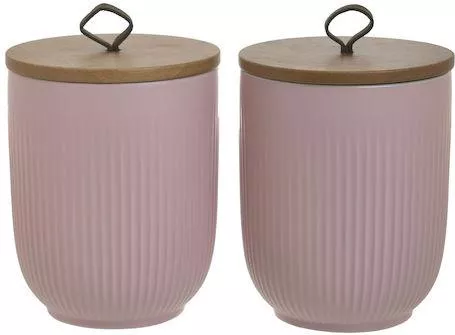 Βάζο Ζάχαρη/Καφέ Πορσελάνη Ροζ Σετ 2τμχ