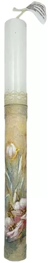 Πασχαλινή Λαμπάδα Dreamlight Λουλούδια Ρετρό Λευκό