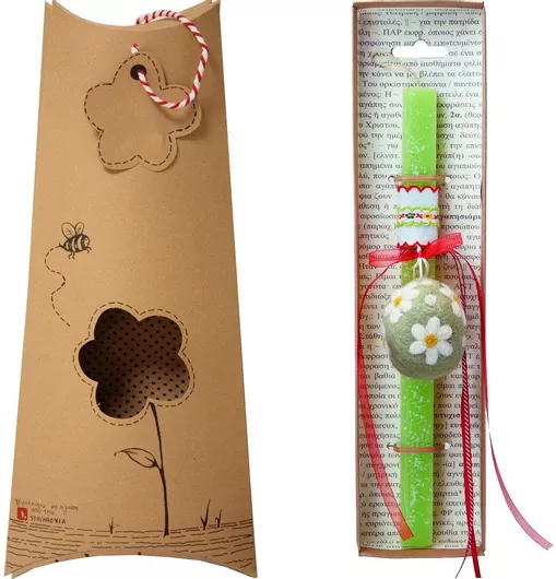 Πασχαλινή Λαμπάδα Synchronia Αυγό Φελτ Λαχανί