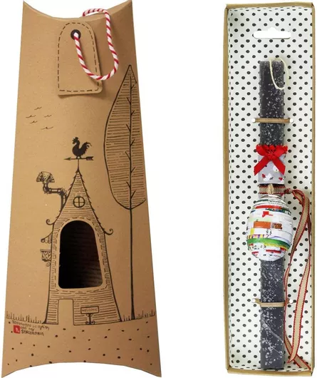 Πασχαλινή Λαμπάδα Synchronia Αυγό Χειροτέχνημα Γκρι