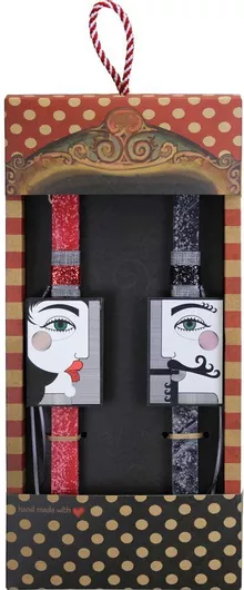 Πασχαλινή Λαμπάδα Synchronia για Ζευγάρι Μαγνητάκια Ντάμα Ρήγας Πουά Κόκκινο/Μαύρο