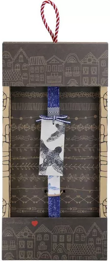 Πασχαλινή Λαμπάδα Synchronia Ετικέτα με Στάμπα Πουλιά Μπλε